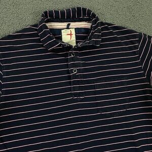 Relwen Polo Shirt Mens Medium Blue Pink Stripe Cotton Short Sleeve Huckberry